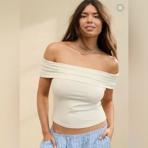NWT Aerie Chill Up Off The Shoulder Top White, size XL